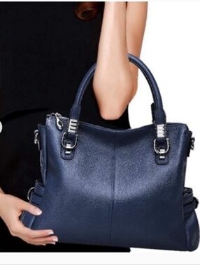 Vatan Vintage Leather Convertible Handbag Royal Blue